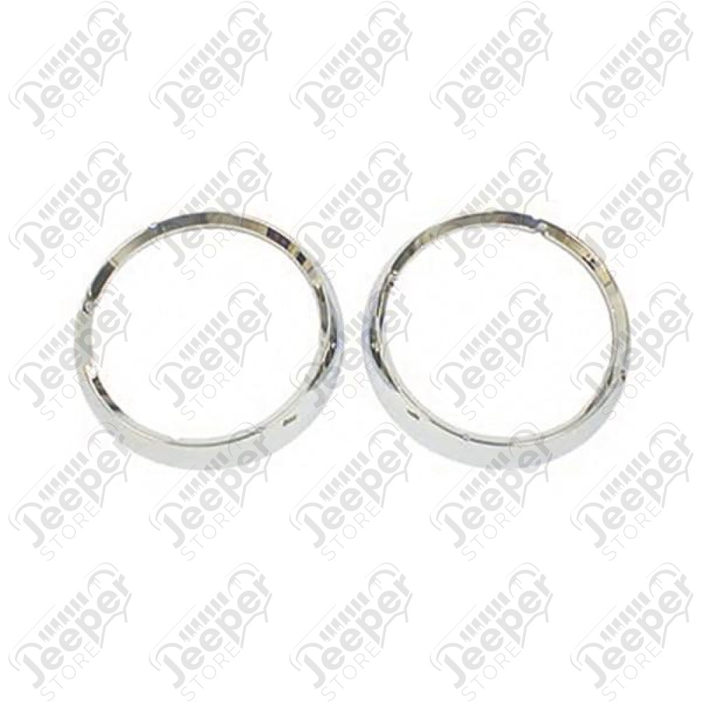 Headlight Bezel Kit, Chrome; 72-86 Jeep CJ