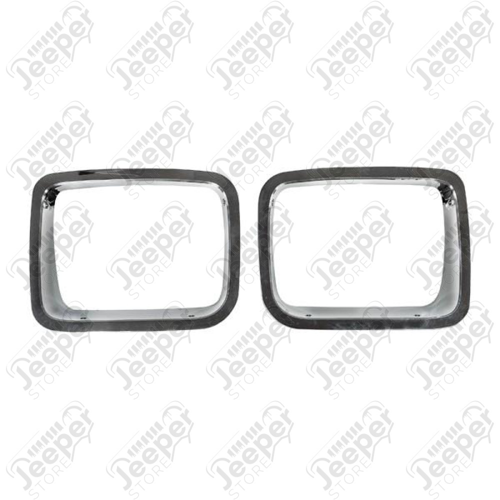 Headlight Bezel Kit, Chrome; 87-95 Jeep Wrangler YJ