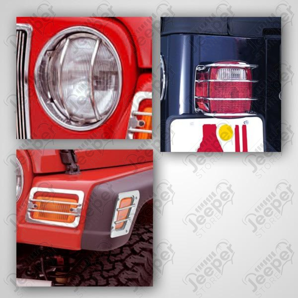 Euro Guard Kit, Stainless Steel, 8 Piece; 97-06 Jeep Wrangler TJ