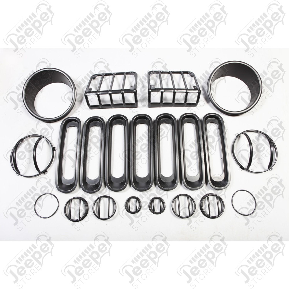Euro Guard Kit, Black, 19 Piece 07-18 Jeep Wrangler JK