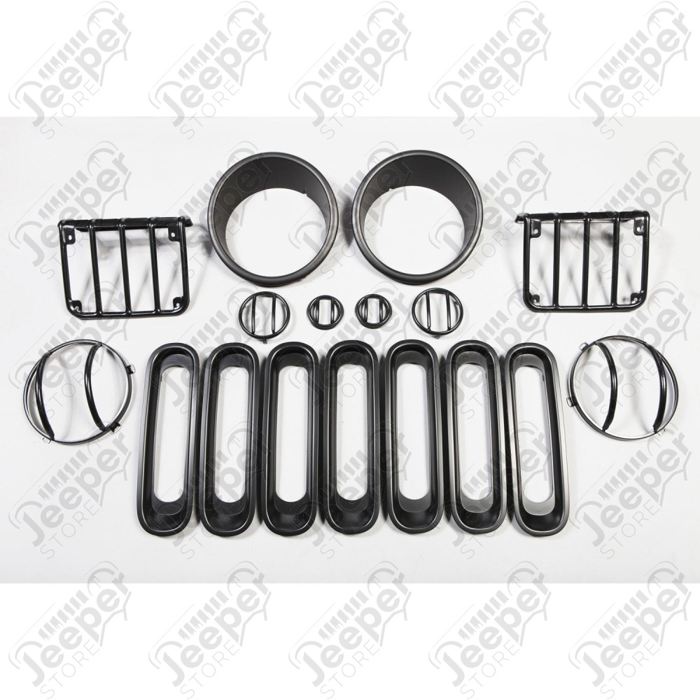 Euro Guard Light Kit, Black, 17 Piece 07-18 Jeep Wrangler JK/JKU