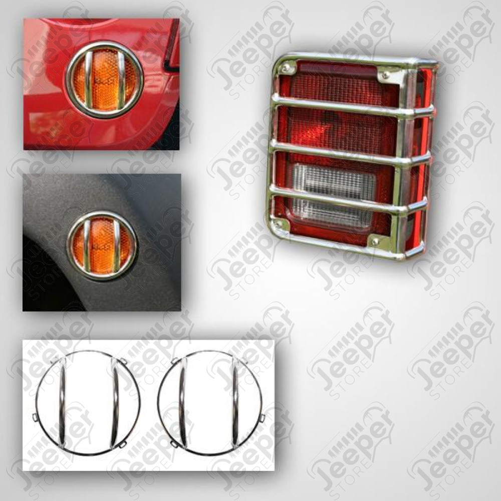 Euro Guard Kit, Stainless Steel, 8 Piece; 07-18 Jeep Wrangler JK/JKU