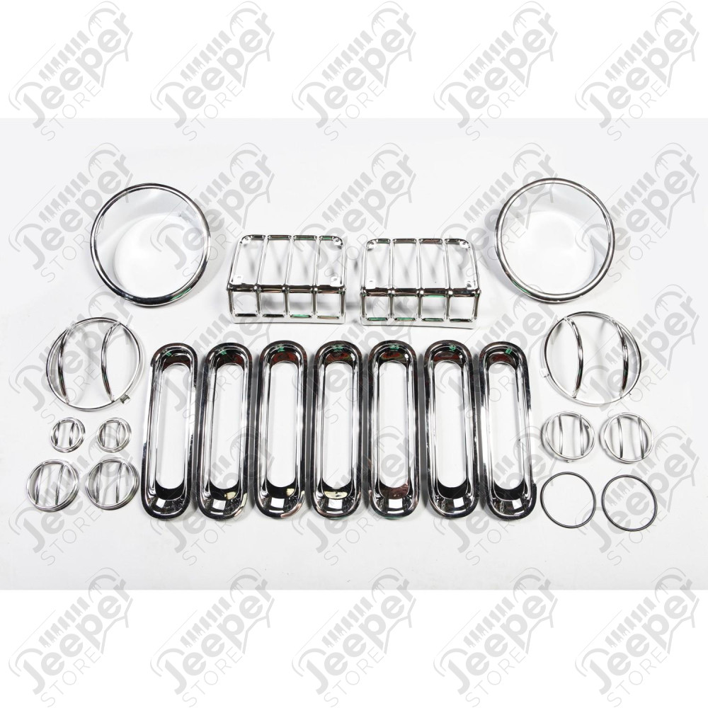 Euro Guard Kit, Stainless Steel, 19 Piece 07-18 Jeep Wrangler JK/JKU
