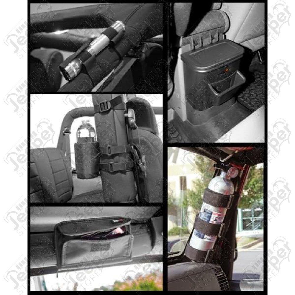 Roll Bar Storage Kit, Interior, Black; 07-10 Jeep Wrangler JK