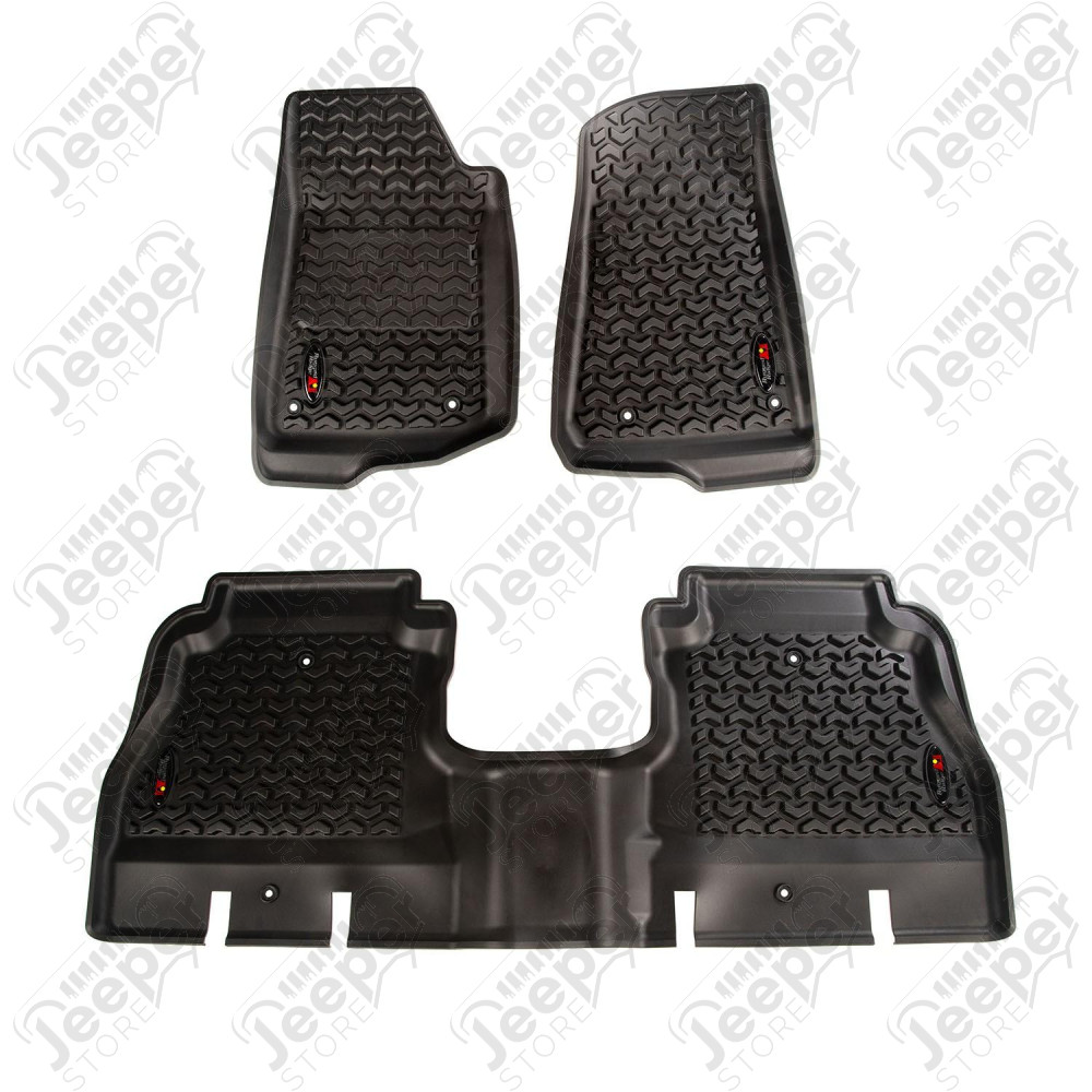 Floor Liner, Front/Rear; Black, 2018-2020 Jeep Wrangler JL 4 Dr