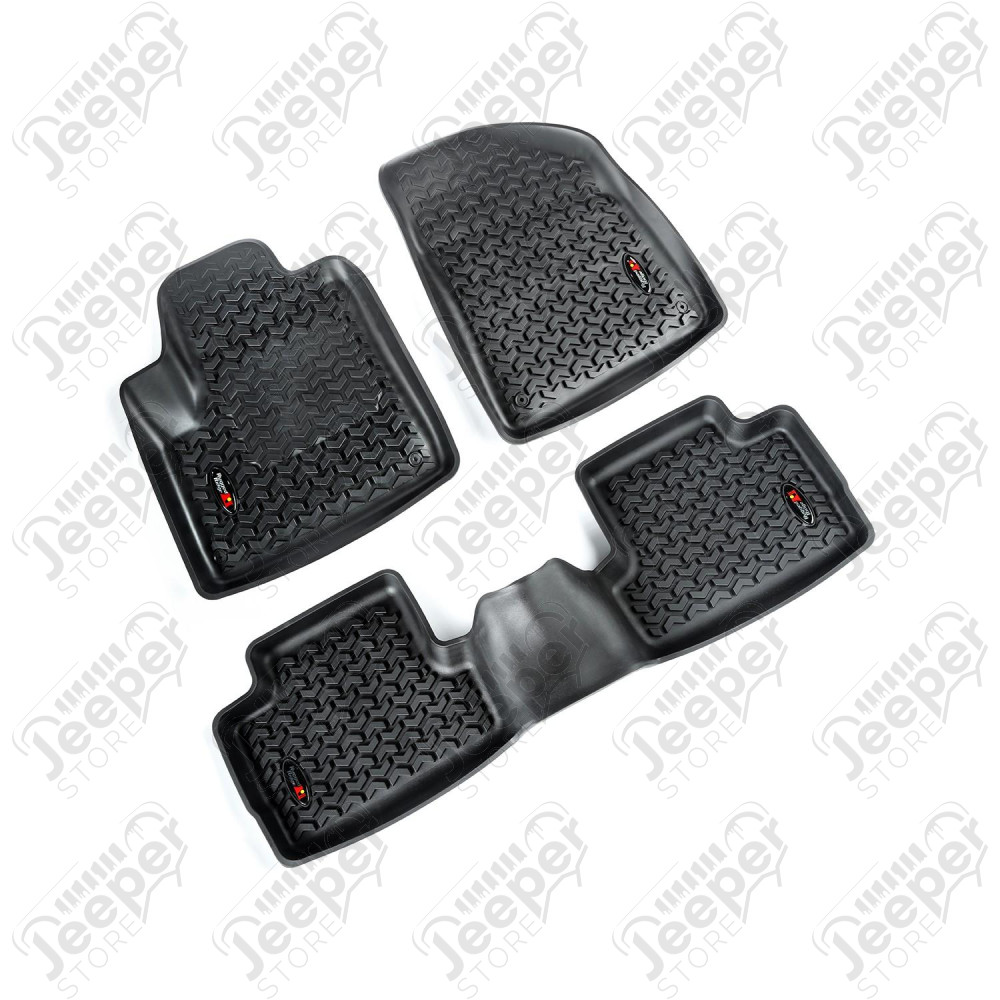 All Terrain Floor Liner Kit, Front/Rear, Black; 14-19 Jeep Cherokee KL