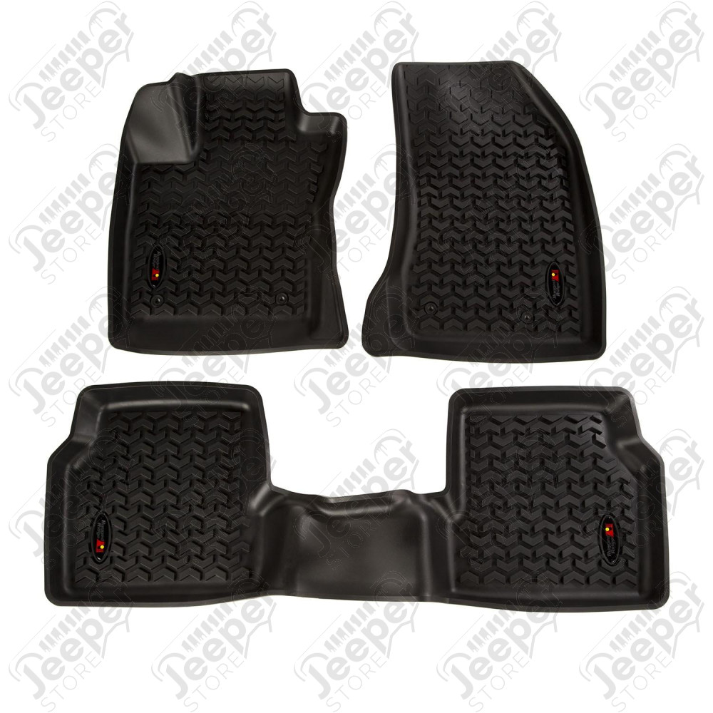 All Terrain Floor Liner Kit, Front/Rear, Black; 18-18 Jeep Compass MP