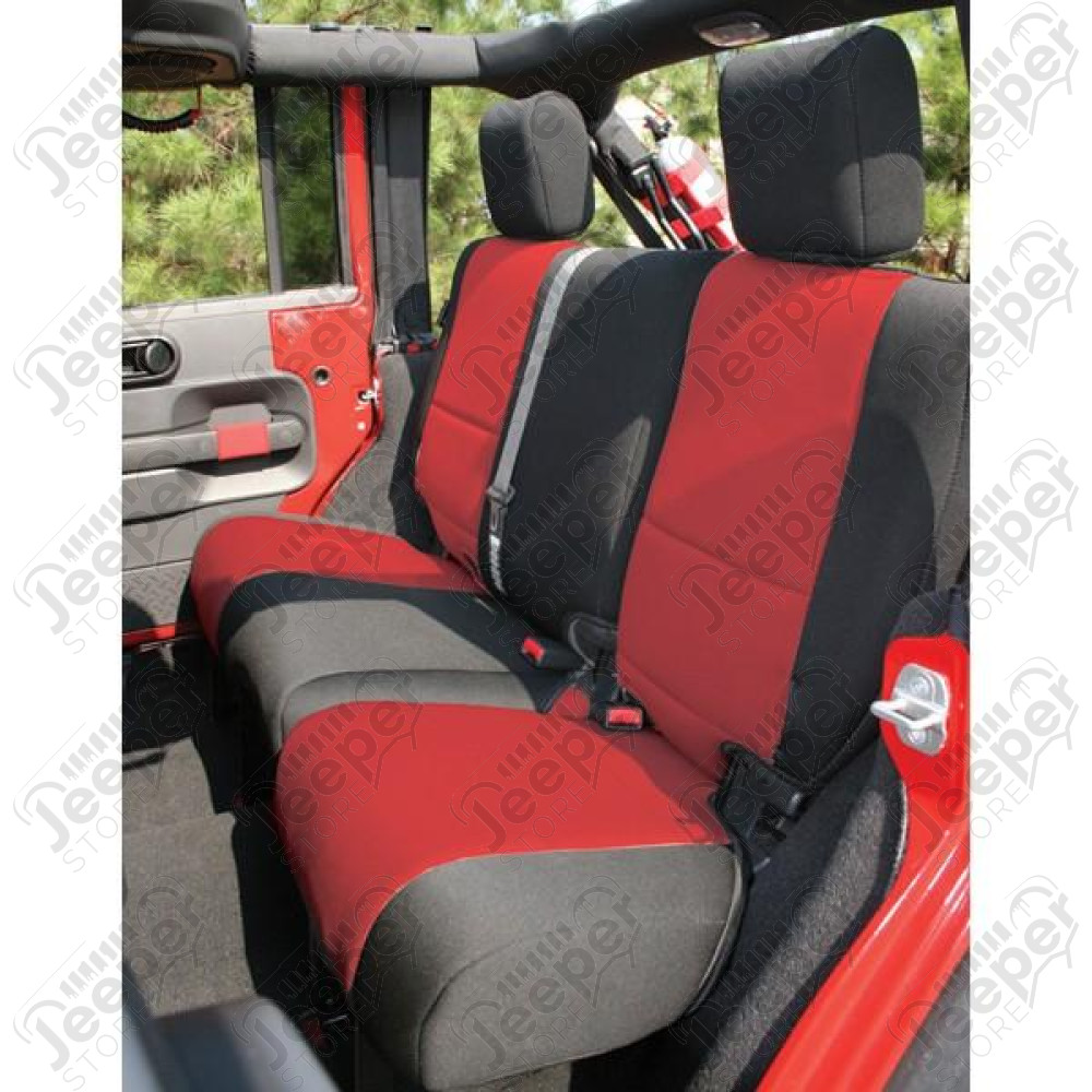 Seat Cover, Rear, Neoprene Black/Red; 07-18 Jeep Wrangler JKU