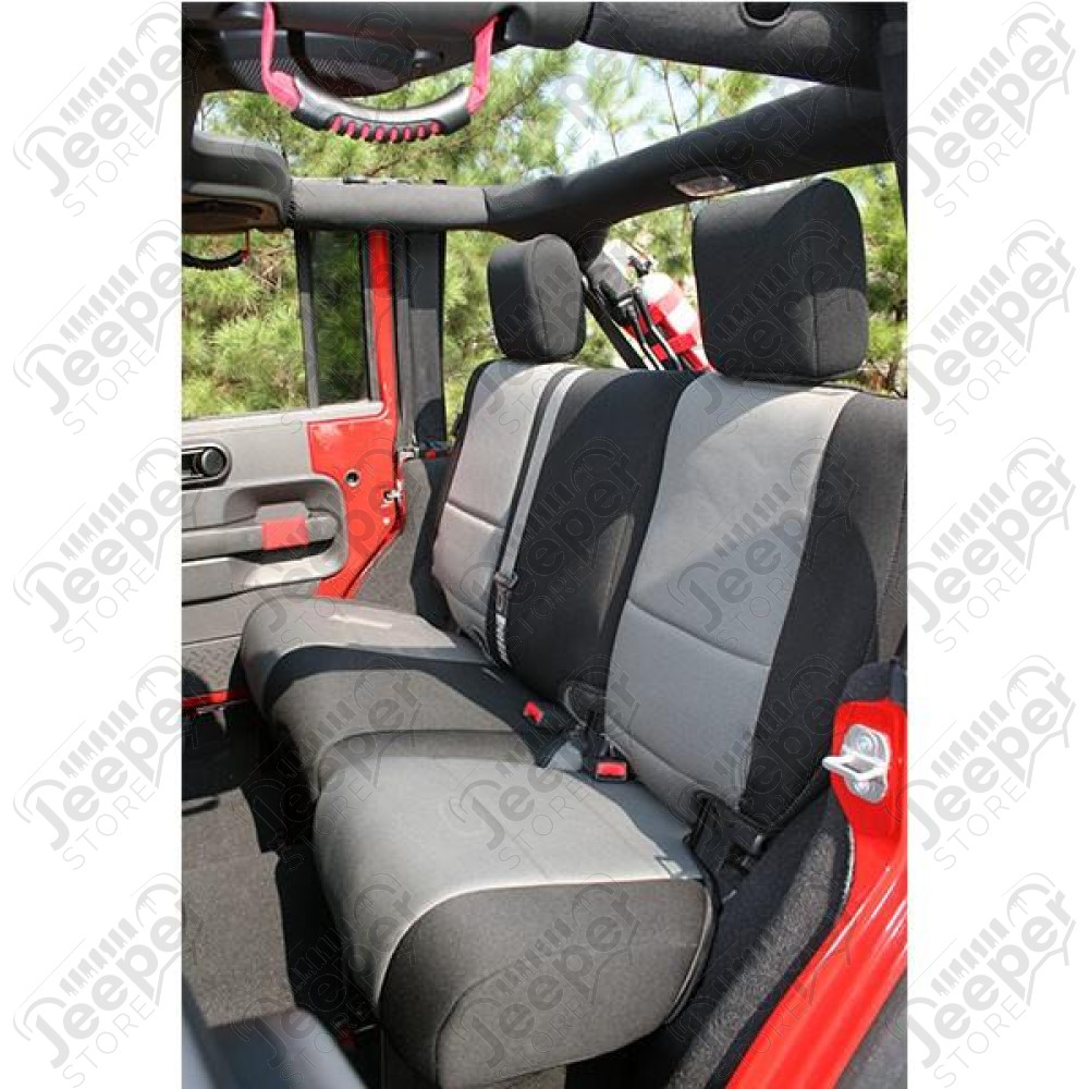 Seat Cover, Rear, Neoprene Black/Gray; 07-18 Jeep Wrangler JK