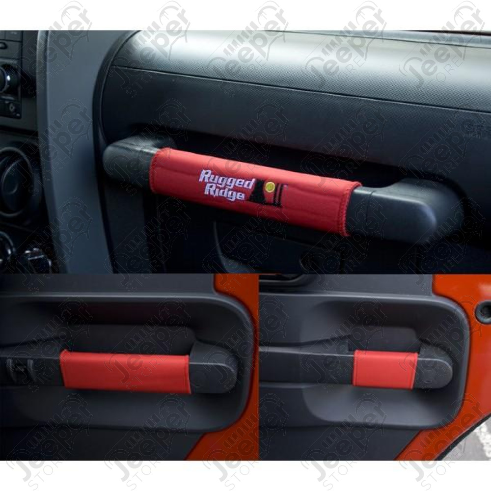 Grab Handle Kit, Red; 07-10 Jeep Wrangler JKU