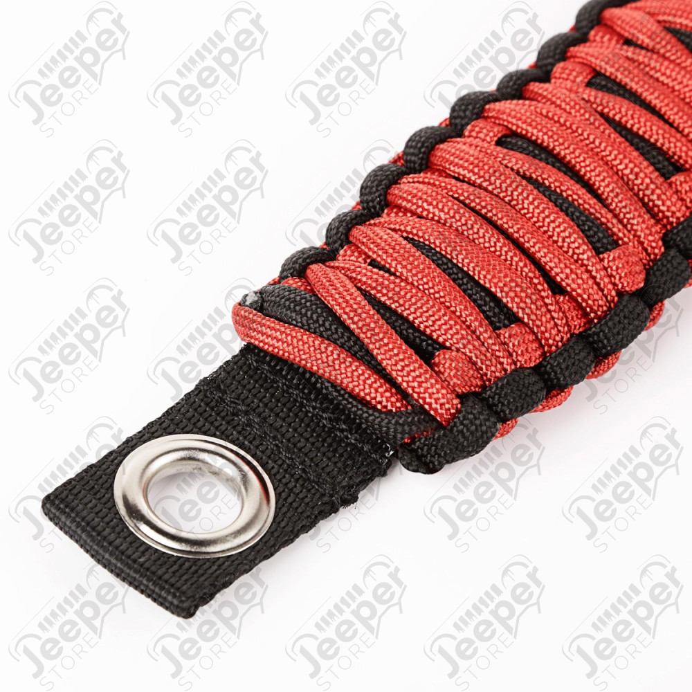 Grab Handle, Paracord, A-Pillar Mounted, Red 07-18 Wrangler JK/JKU