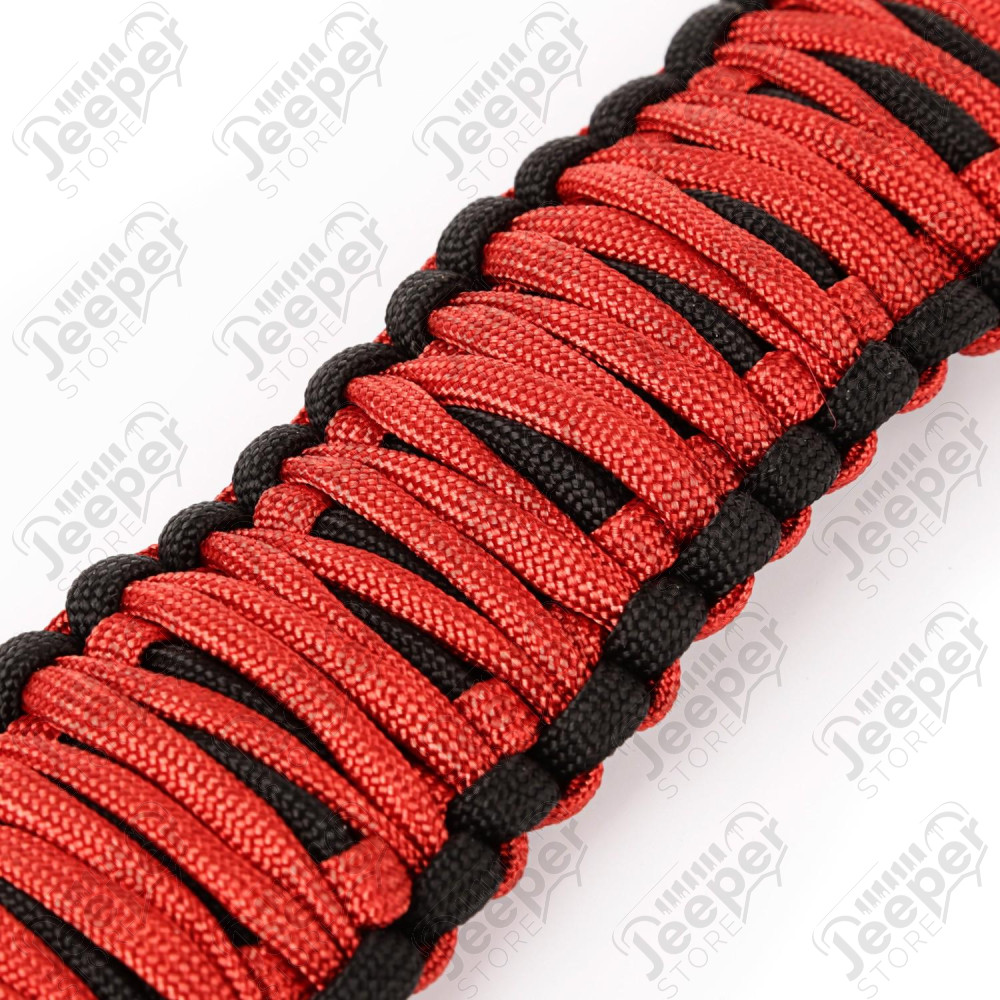 Grab Handle, Paracord, A-Pillar Mounted, Red 07-18 Wrangler JK/JKU