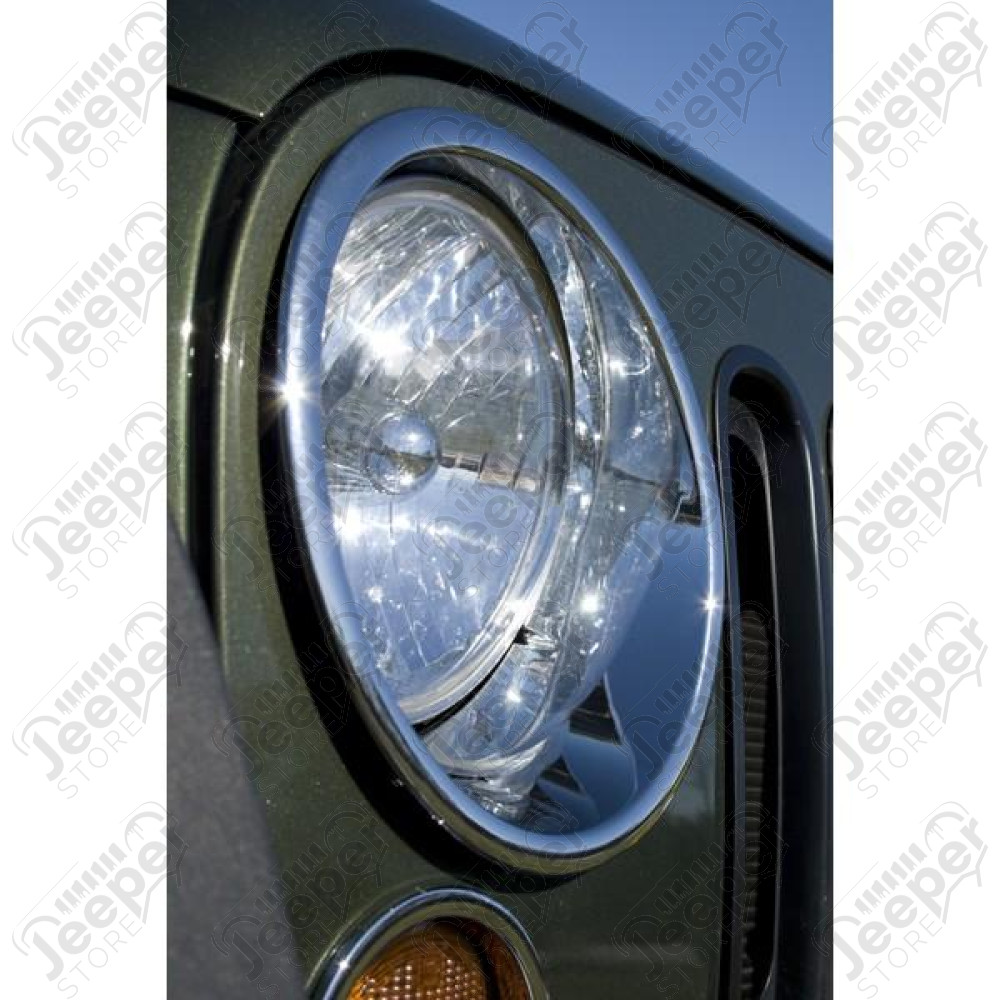 Headlight Bezel Kit, Chrome; 07-18 Jeep Wrangler JK
