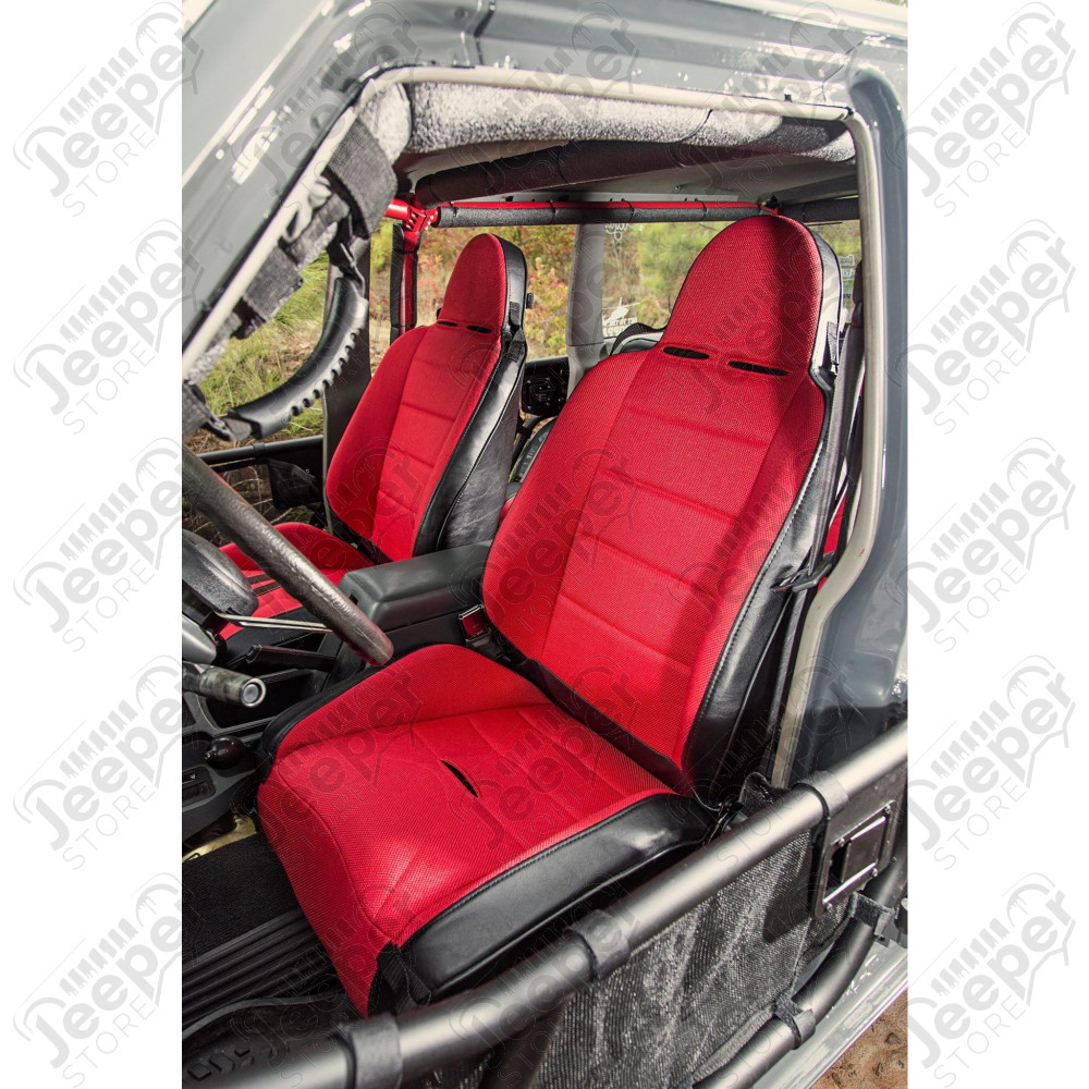 Siège Racing XHD Offroad couleur rouge et noir pour Jeep CJ7, CJ8, Wrangler YJ, TJ - 13406.53 / OM-13406.53