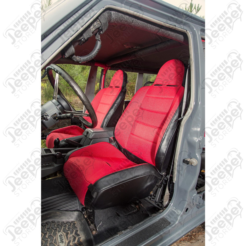Siège Racing XHD Offroad couleur rouge et noir pour Jeep CJ7, CJ8, Wrangler YJ, TJ - 13406.53 / OM-13406.53