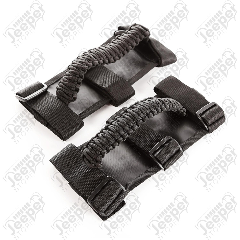 Grab Handle Kit, Paracord, Black/Black; 55-19 Jeep CJ/Wrangler/Gladiator