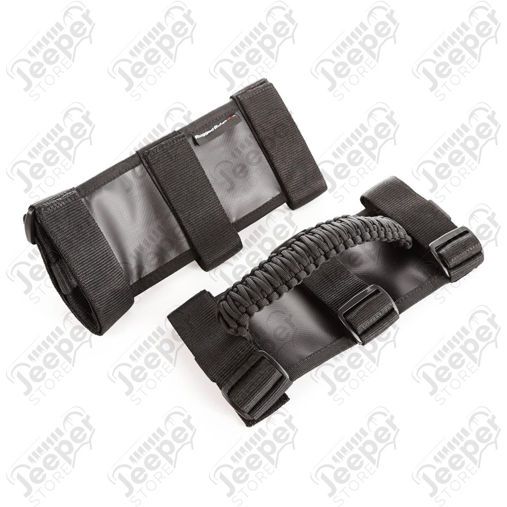 Grab Handle Kit, Paracord, Black/Black 55-19 Jeep CJ/Wrangler/Gladiator