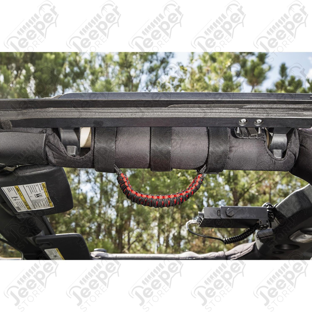 Grab Handle Kit, Paracord, Red/Black 55-19 Jeep CJ/Wrangler/Gladiator