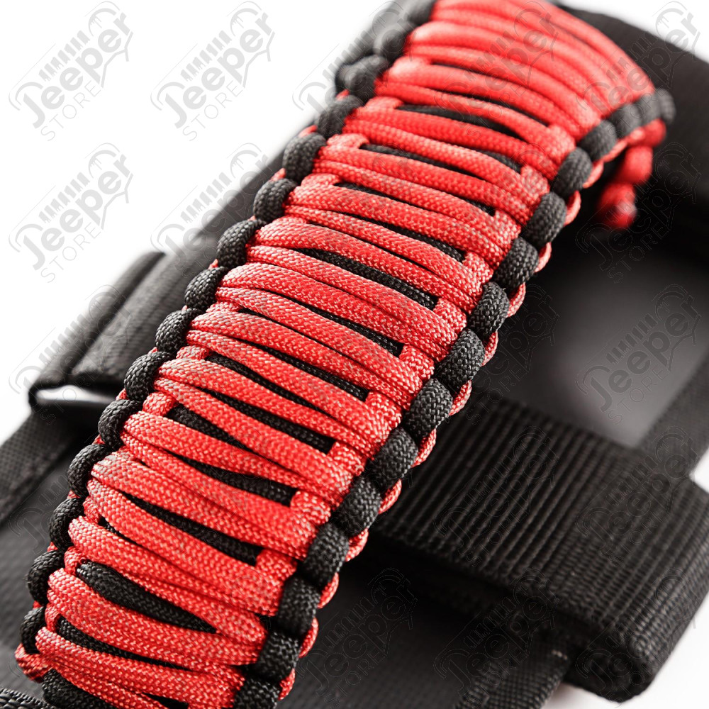 Grab Handle Kit, Paracord, Red/Black 55-19 Jeep CJ/Wrangler/Gladiator