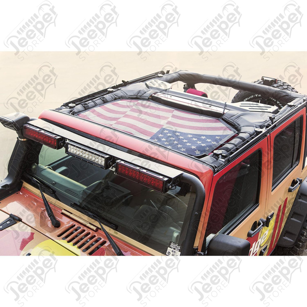 Eclipse Sun Shade, Front, American Flag 07-18 Jeep Wrangler JK