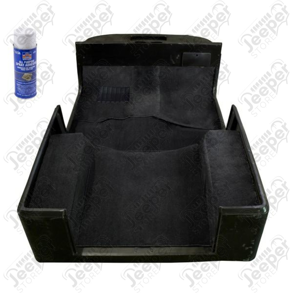 Deluxe Carpet Kit, with Adhesive, Black; 76-95 Jeep CJ/Wrangler YJ