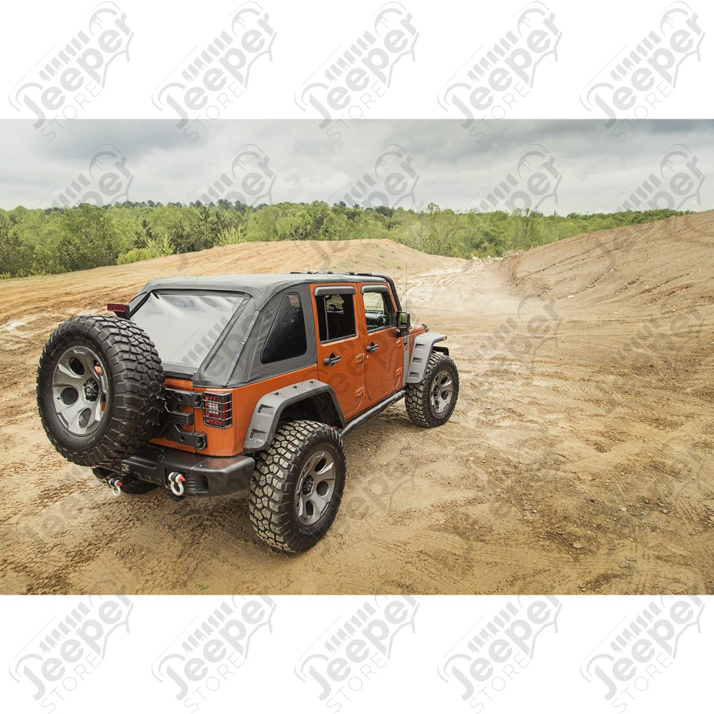 Bowless Soft Top, Black Diamond 07-18 Jeep Wrangler JKU, 4 Door