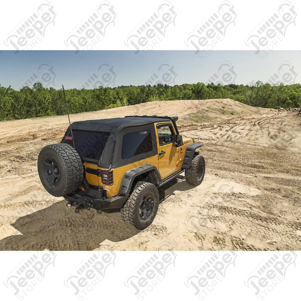 Bowless Soft Top, Black Diamond 07-18 Jeep Wrangler JK, 2 Door