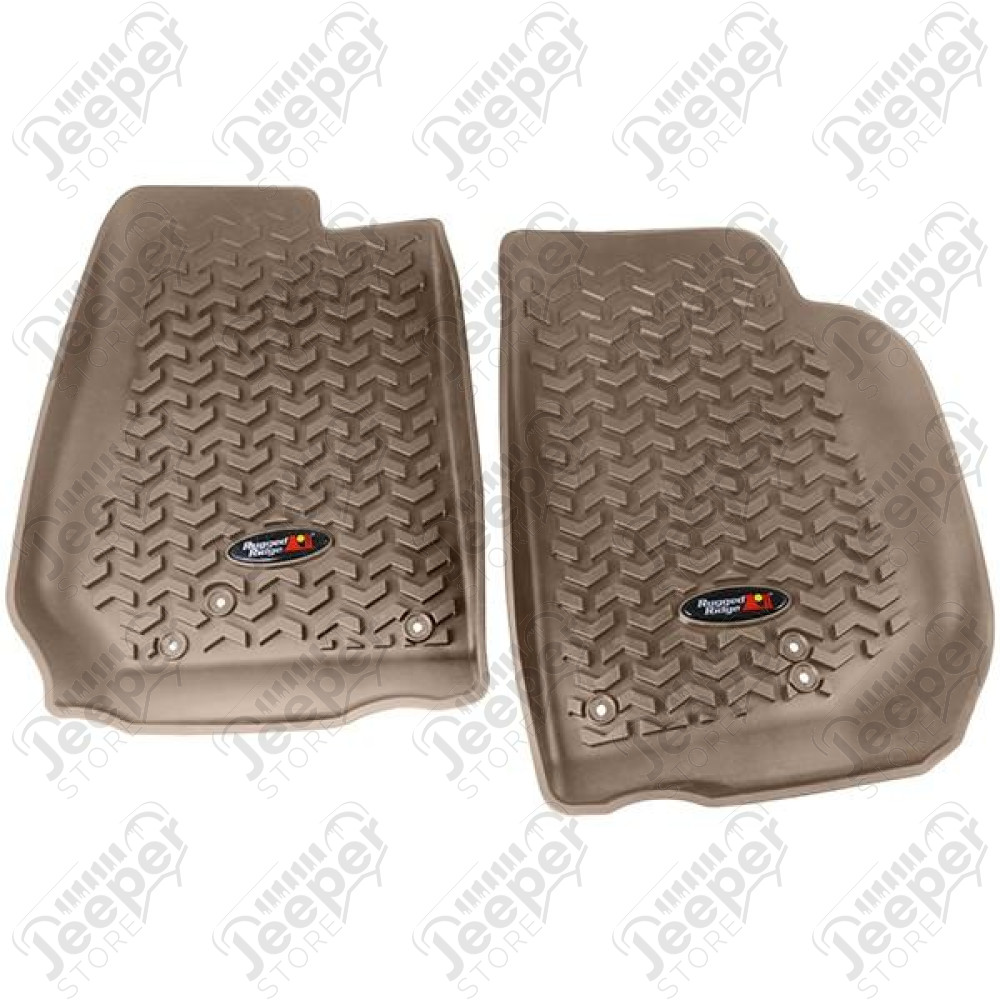 All Terrain Floor Liner, Front Pair, Tan; 07-18 Jeep Wrangler JK