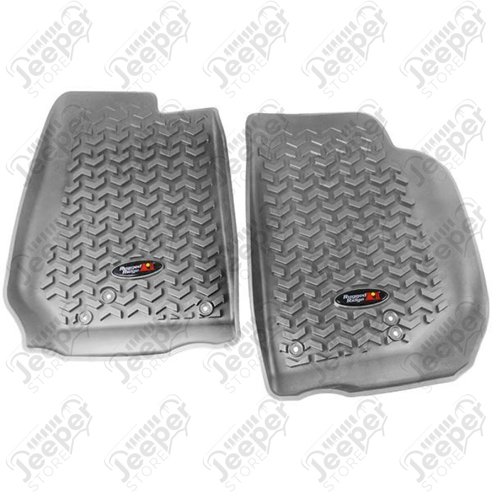 All Terrain Floor Liner, Front Pair, Gray; 07-18 Jeep Wrangler JK