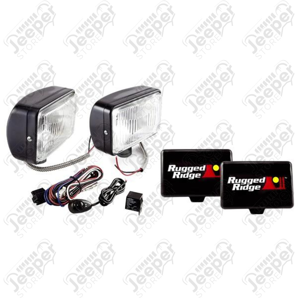 Light Kit, Halogen, 5 Inch x 7 Inch, Black, Steel Housing, 2 Piece