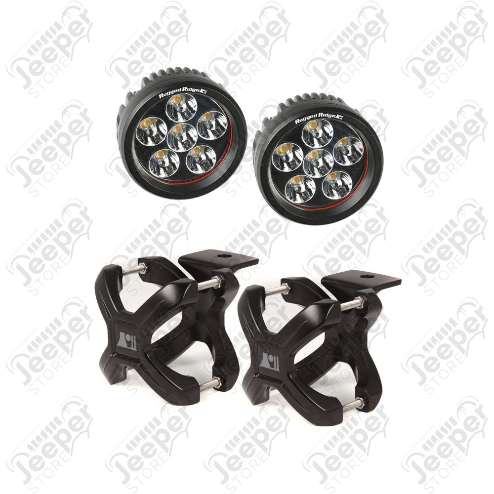 Light Kit, X-Clamp/Round LED, Small, Black, 2 Pieces
