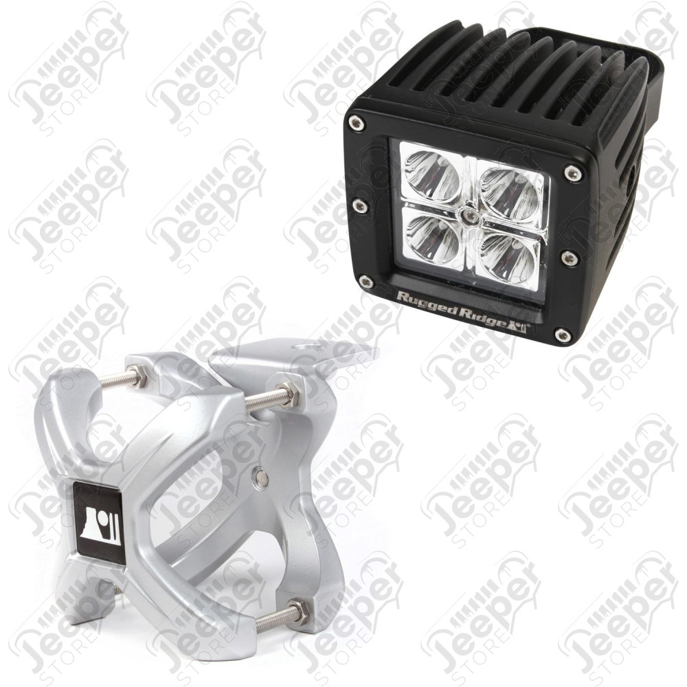 Light Kit, X-Clamp/Square LED, Small, Silver, 1 Piece