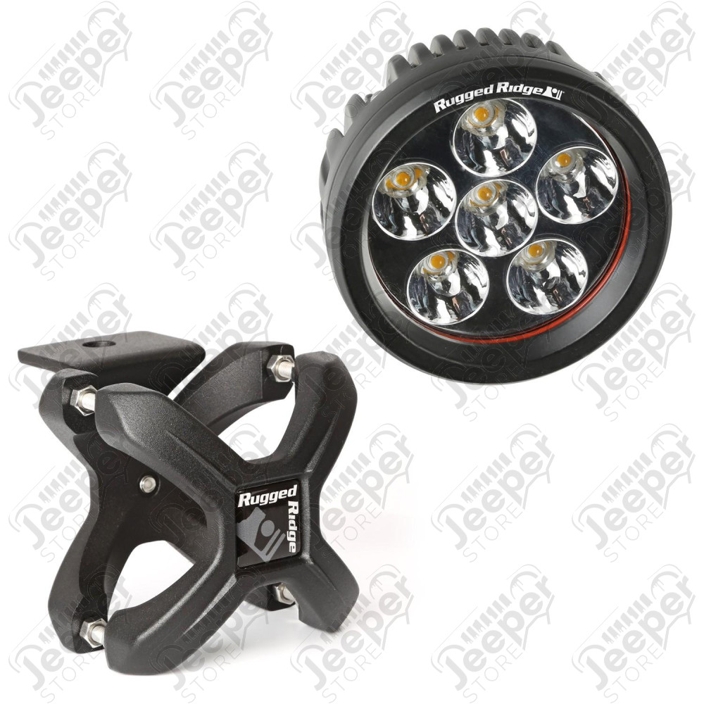 Light Kit, X-Clamp/Round LED, Small, Textured Black, 1 Piece