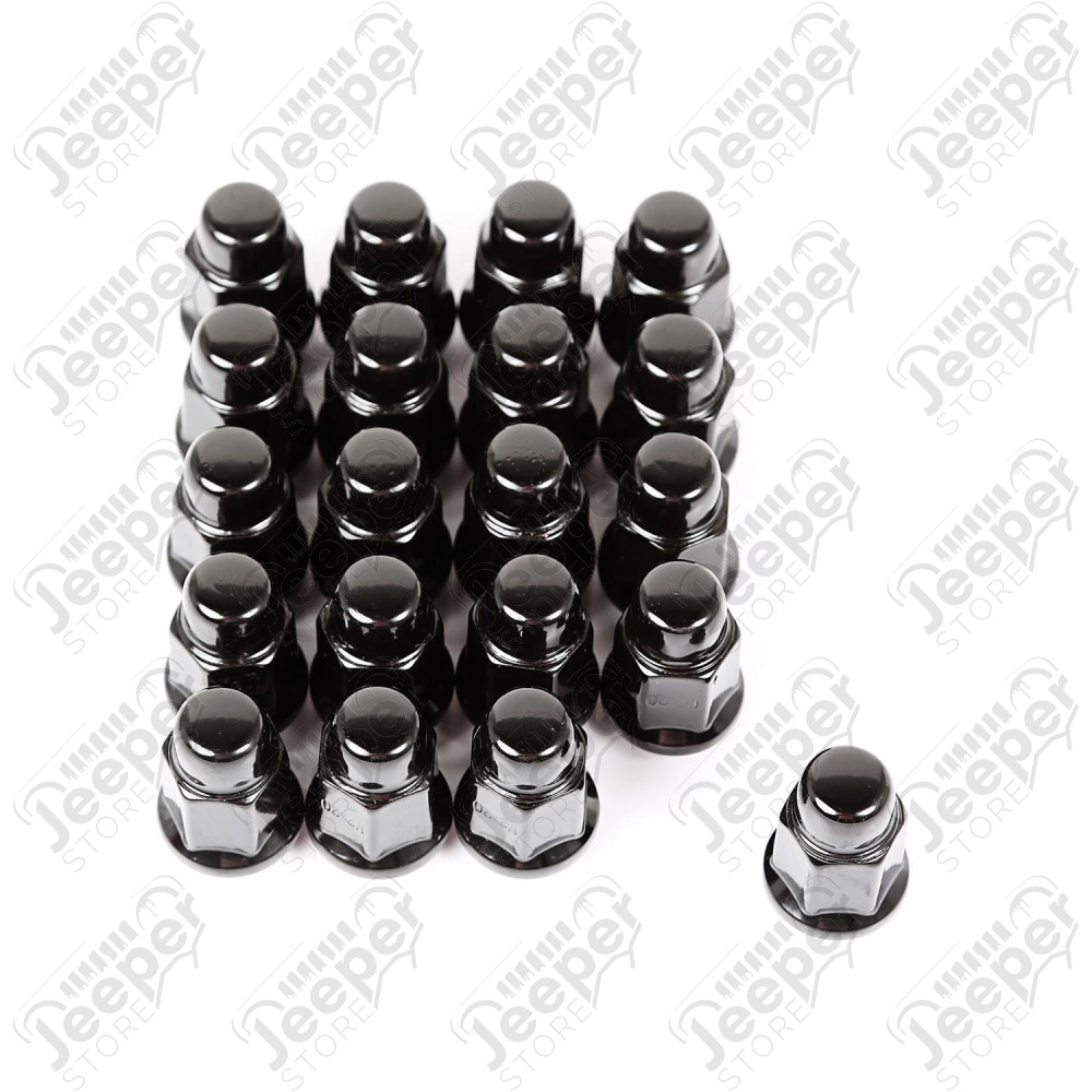 20 Piece Lightweight Racing Lug Nut Set | 1/2"-20 Thread | Black