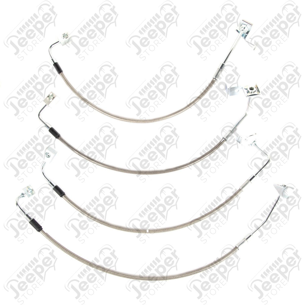 Brake Hose Kit, Braided Stainless Steel; 07-18 Jeep Wrangler JK