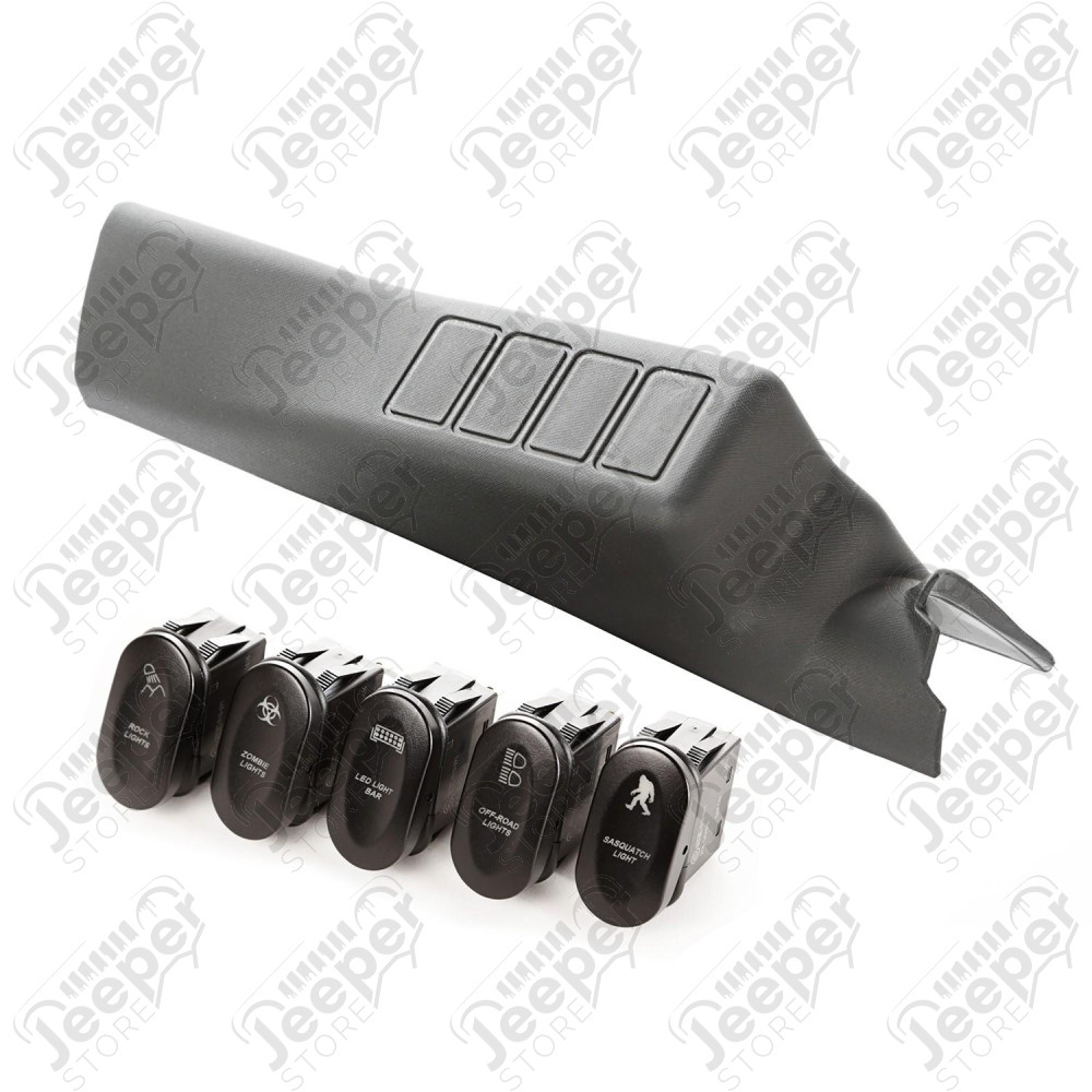 Switch Pod Kit, A-Pillar, 4 Etched Switches, LHD; 11-18 Wrangler JK