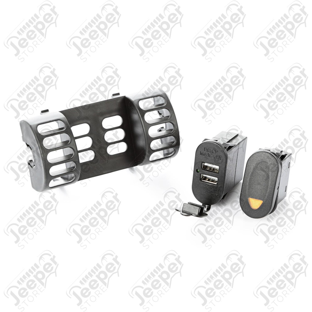 Switch Pod Kit, AC Vent, 1 Switch, Dual USB Connector; 97-06 TJ/LJ