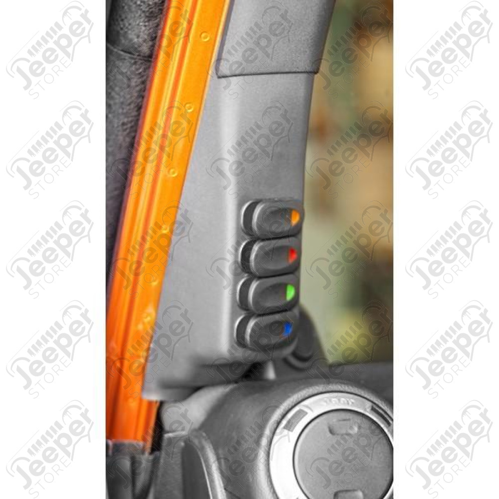 Switch Pod Kit, A-Pillar, Black, LHD; 07-10 Jeep Wrangler JK