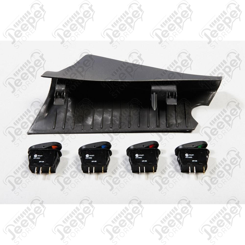 Switch Pod Kit, A-Pillar, 4 Switches, Black, RHD 07-10 Wrangler JK