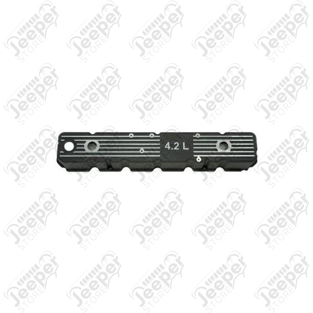 Engine Valve Cover, Logo, Aluminum, Black; 80-91 CJ/YJ/XJ/SJ, 4.2L