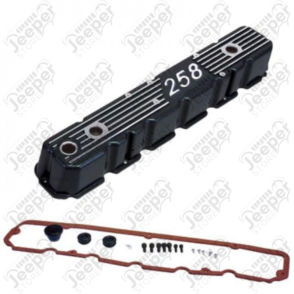 Engine Valve Cover, Black, Aluminum; 81-87 CJ/Wrangler YJ, 258 CID