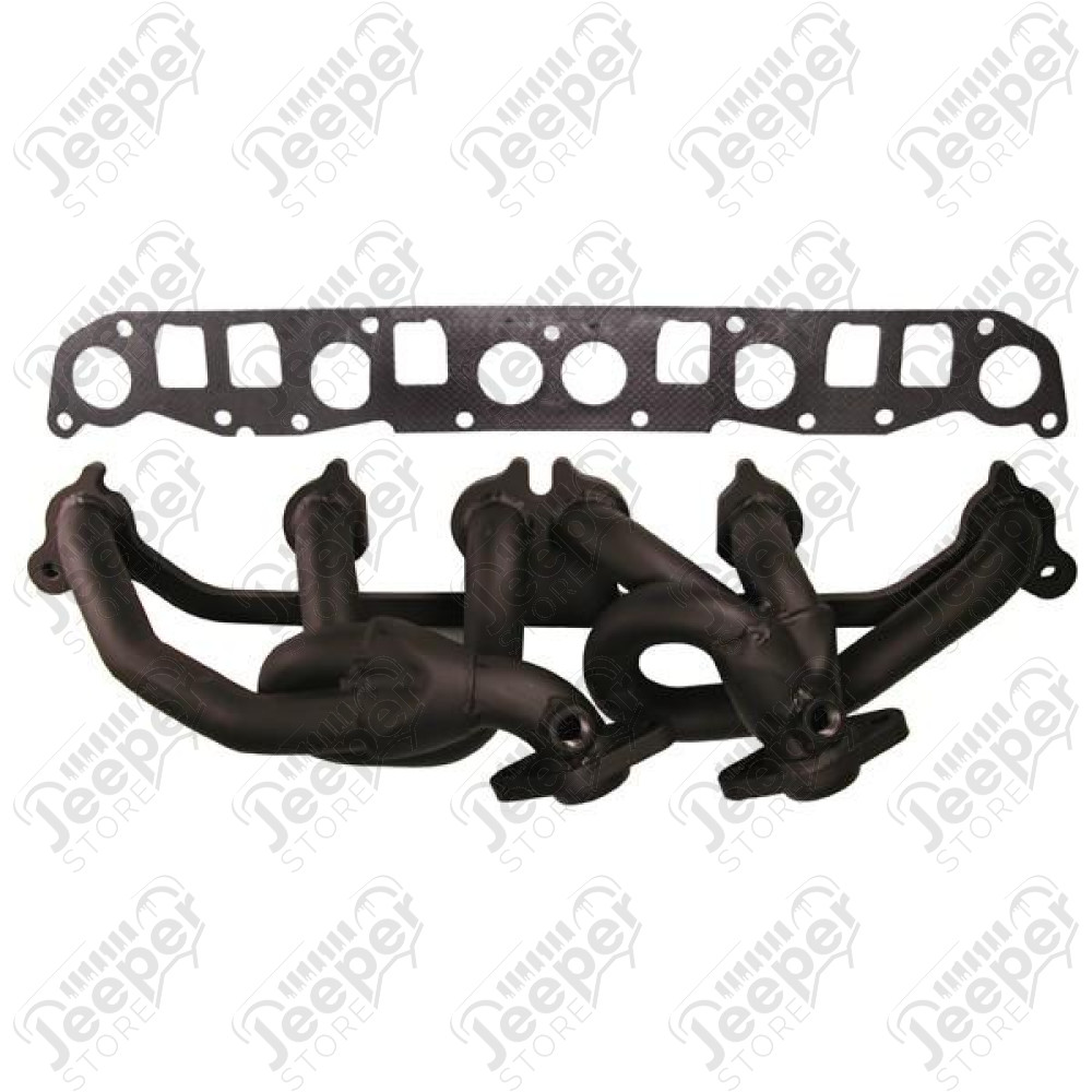 Exhaust Header, Steel, Black; 99-06 Jeep XJ/ZJ/TJ, 4.0L