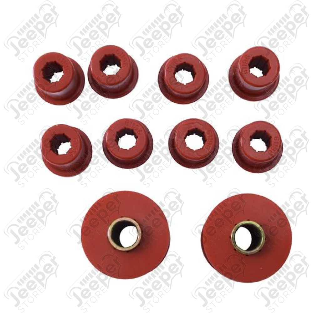 Suspension Leaf Spring Bushing Kit, Rear, Red 76-86 Jeep CJ5/CJ7/CJ8