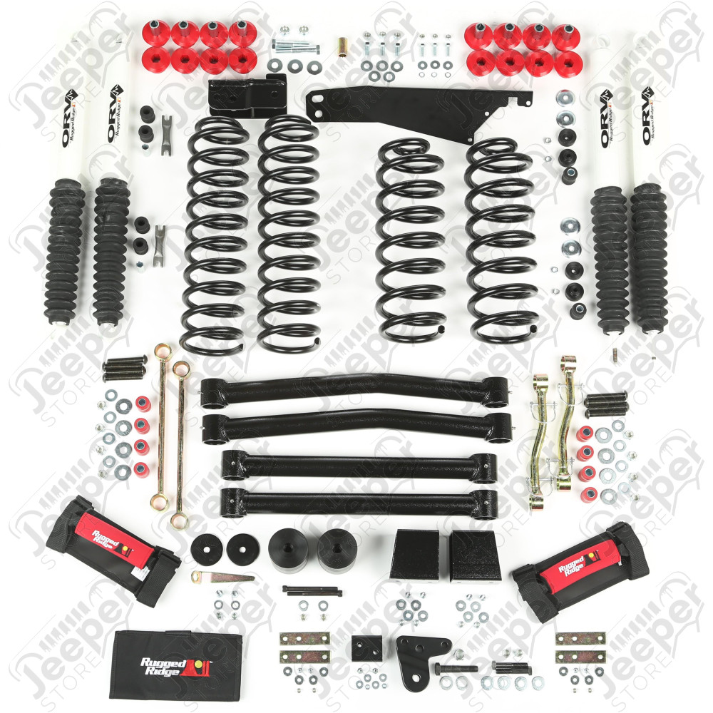 Suspension Lift Kit, 4 Inch, Shocks; 07-18 Jeep Wrangler JK