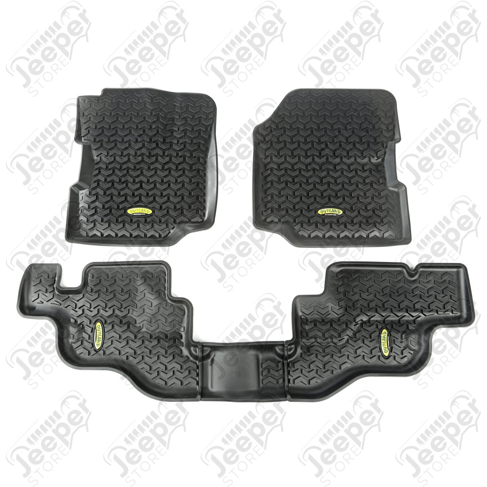 All Terrain Floor Liner Kit, 3 Piece, Black; 76-95 Jeep CJ/Wrangler YJ