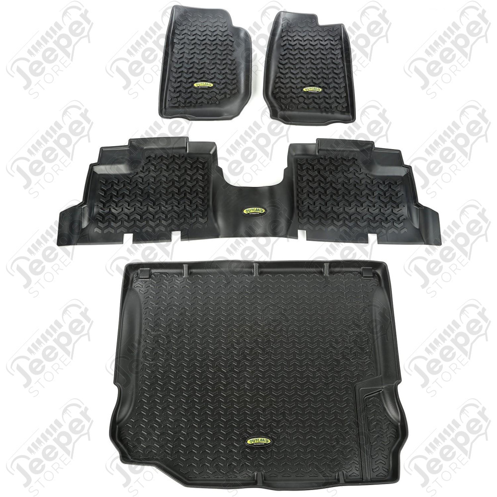 All Terrain Floor Liner Set, Black; 11-18 Wrangler JKU, 4 Door