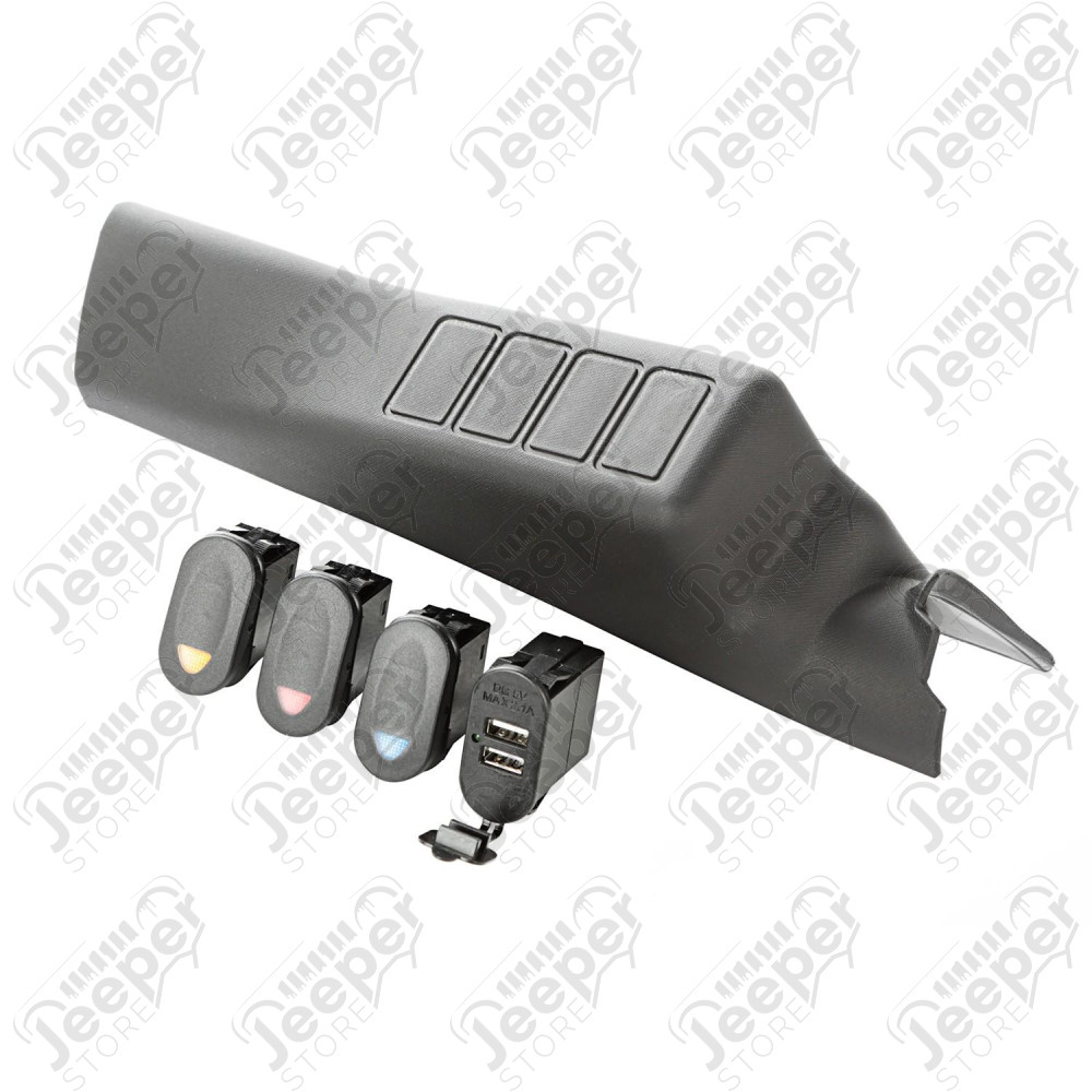 Switch Pod Kit, A-Pillar, 3 Switch, USB 11-18 Jeep Wrangler JK/JKU
