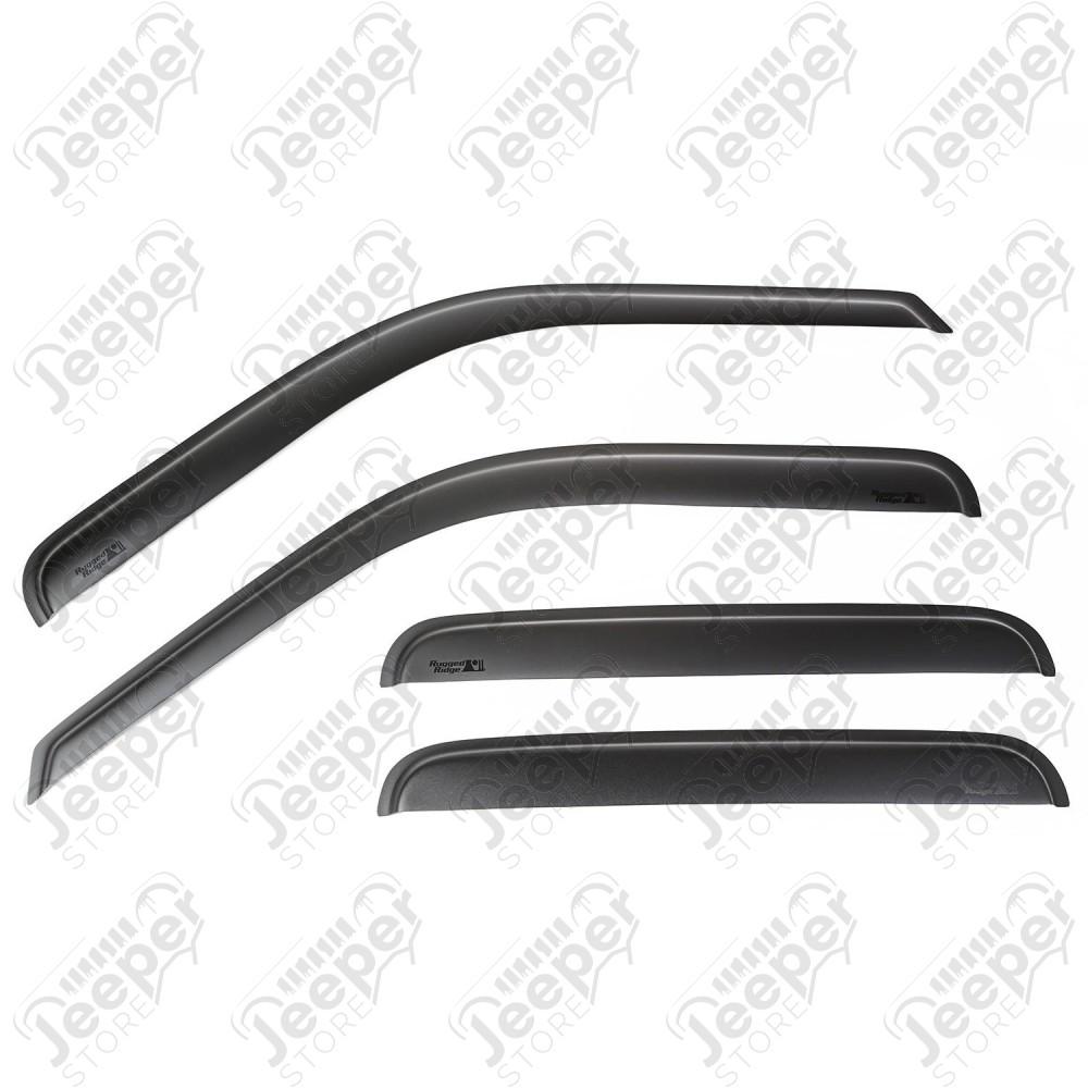 Window Visor Kit, Matte Black, Tape; 99-14 F-250-F-550 Crew Cab Pickup