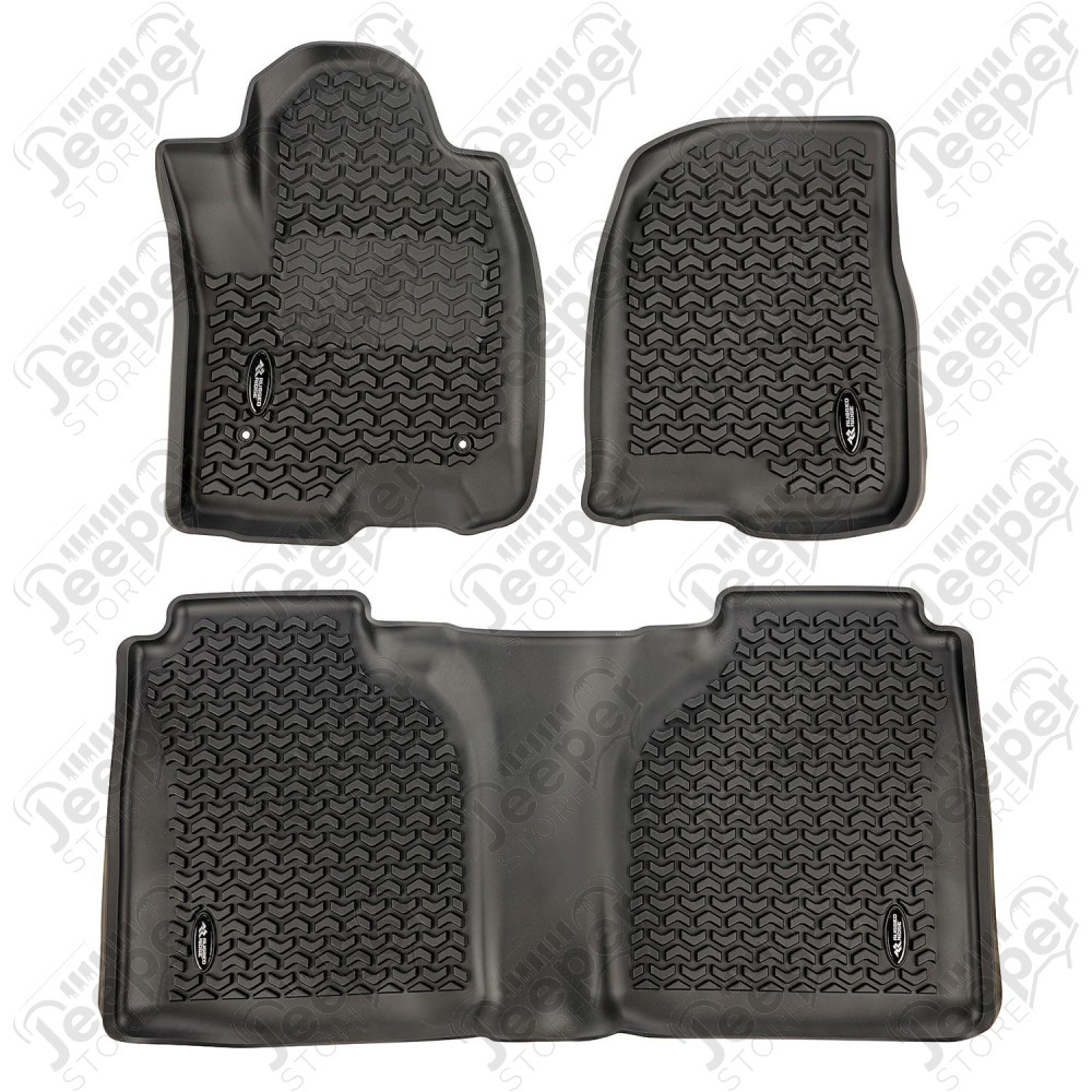 Floor Liner, Front/Rear; Black, 2019 Chevy Silverado Crew