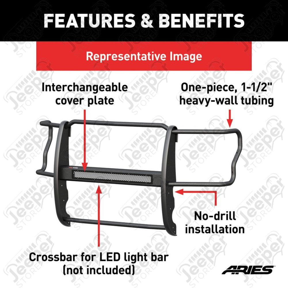 Pare-buffle en acier noir (diamètre tube : 1.5") - Jeep Renegade BU - P1055